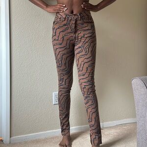 WeWoreWhat Tiger Print Split leg Trousers in Brown and Black